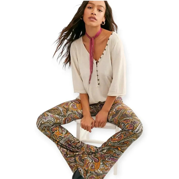 Free People We The Free Morgan Henley Short Sleeve in Prosecco Beige Medium - Picture 16 of 16